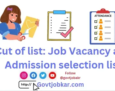 Cut of list Job Vacancy and Admission selection list